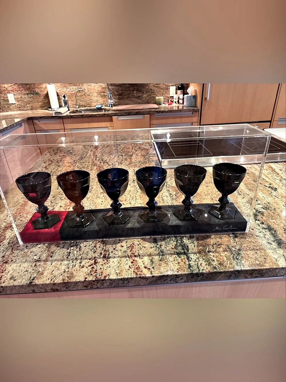 Baccarat Massena Black Crystal Wine Glasses Set of 6